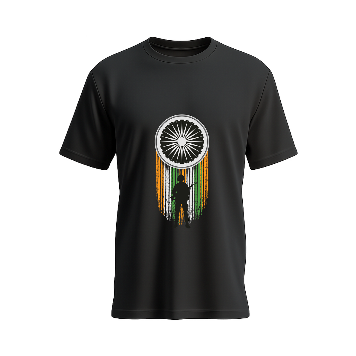 SIIEGE Men's Ashoka Chakra Soldier Cotton Black T-Shirt
