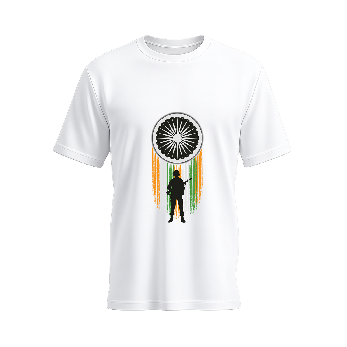 SIIEGE Men's Ashoka Chakra Soldier Cotton  White T-Shirt