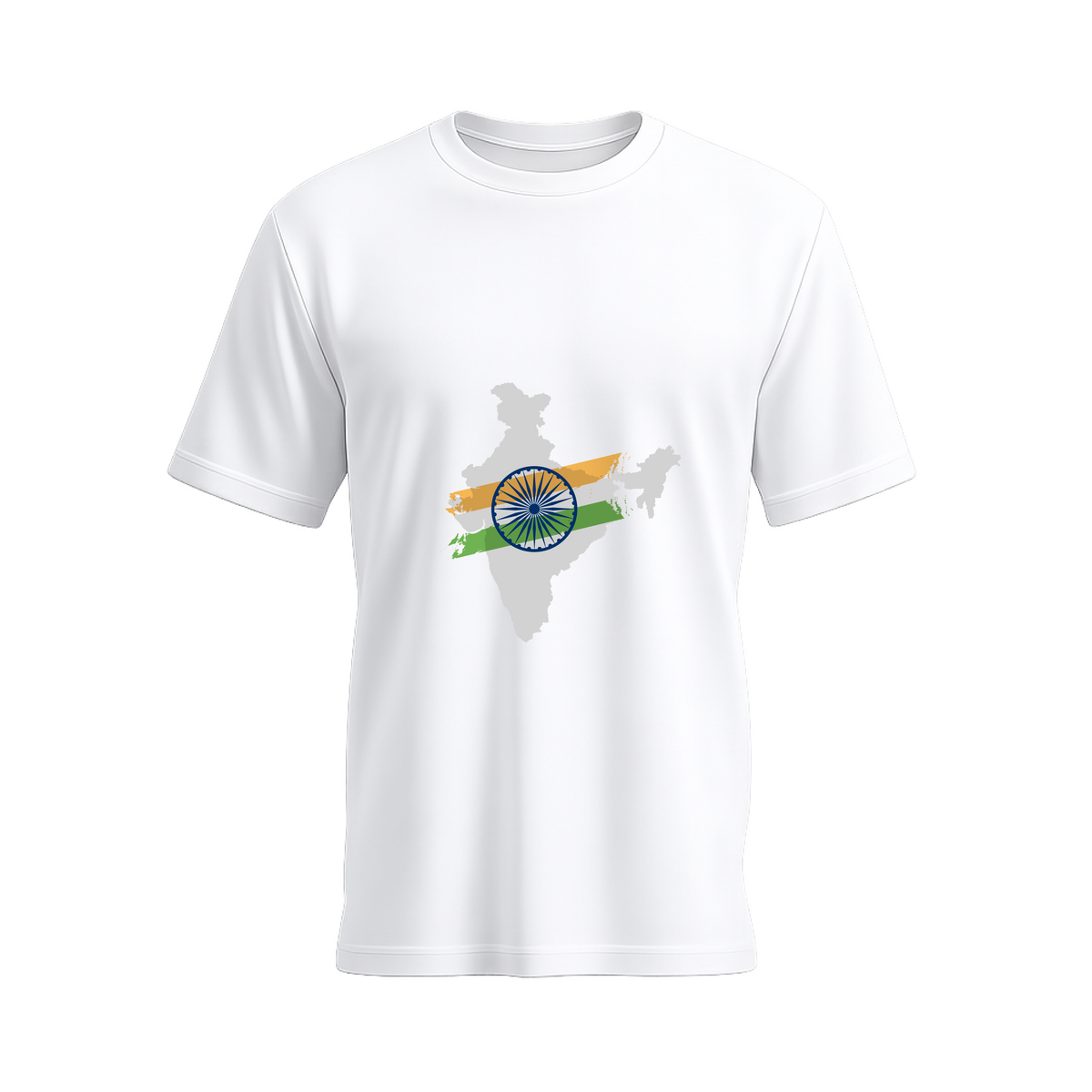 SIIEGE Men's  White Patriotic India Map Round Neck T-Shirt