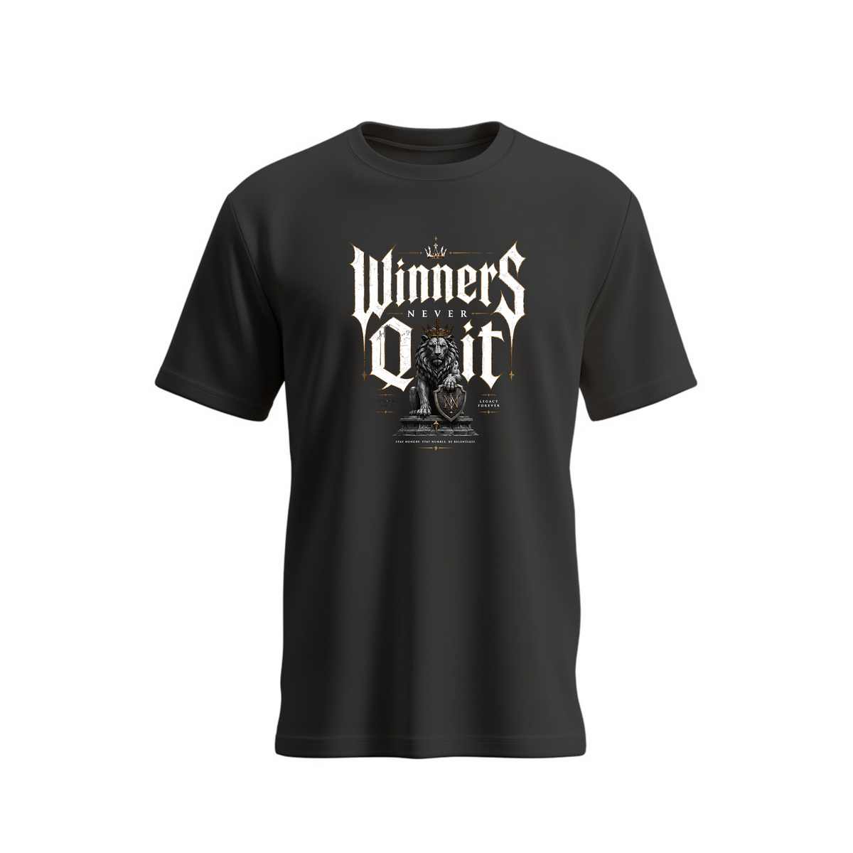 SIIEGE Never Quit Inspirational Soft  Cotton Black T-Shirt For Men