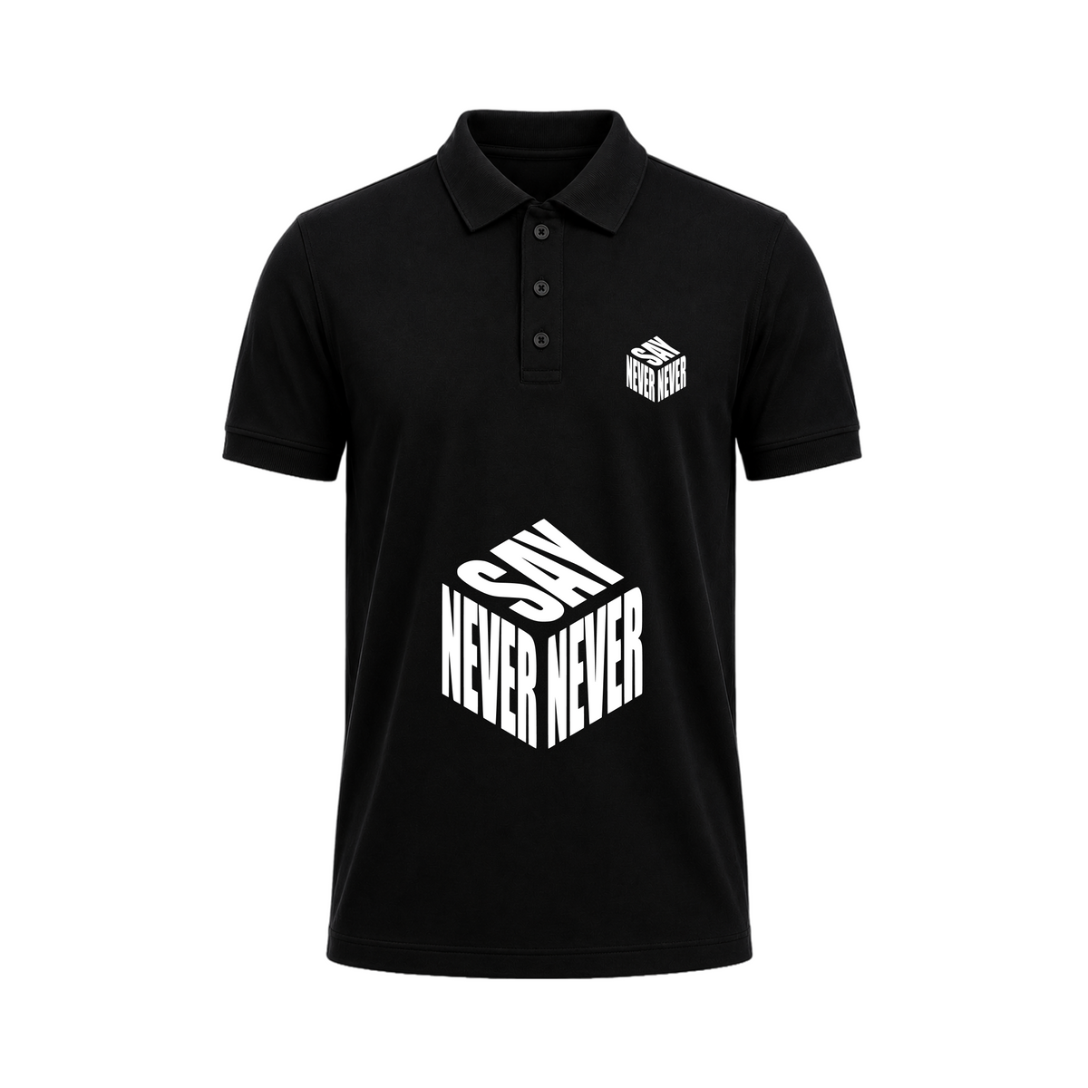 SIIEGE Never Say Never Black Polo T-Shirt For Men