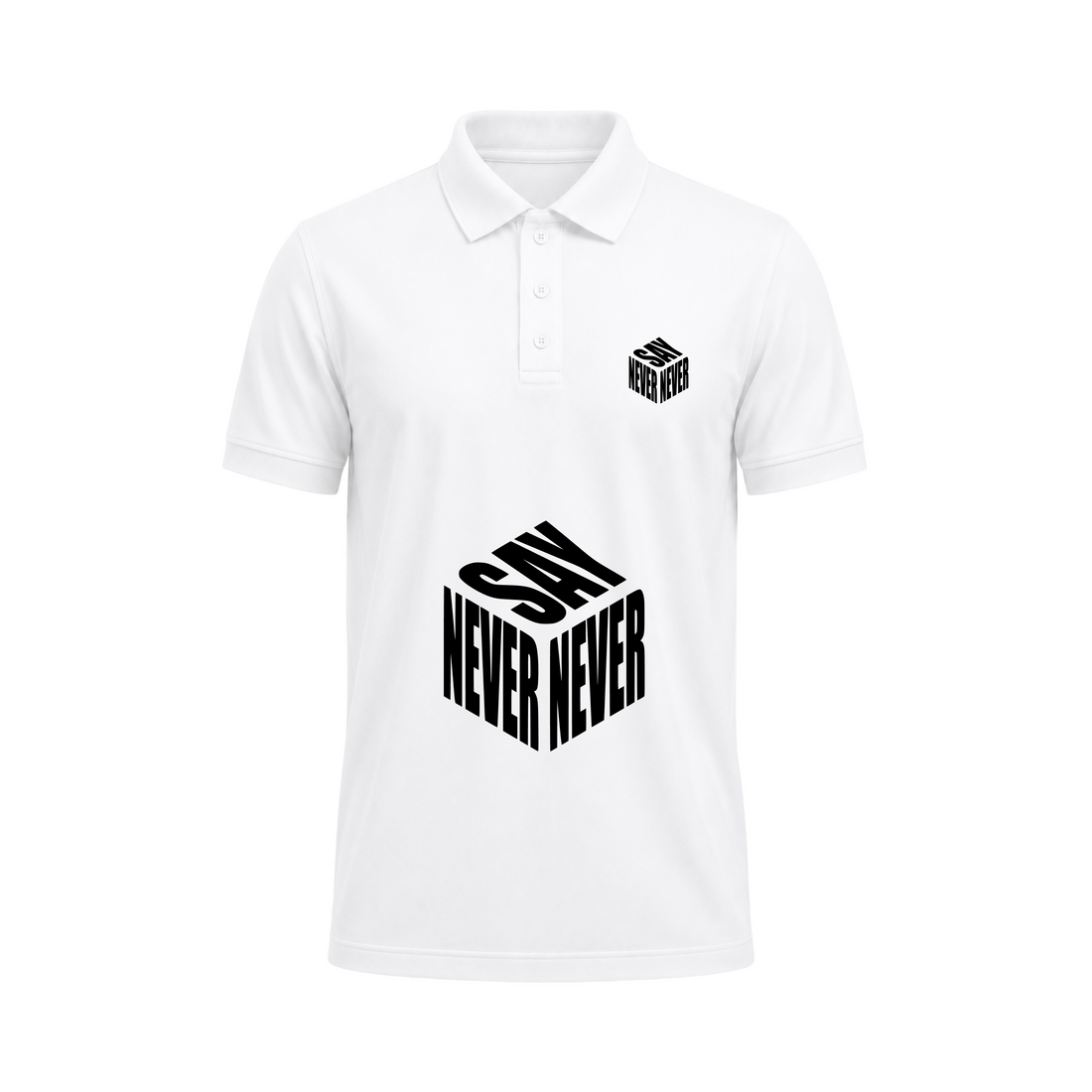 SIIEGE Never Say Never White Polo T-Shirt For Men