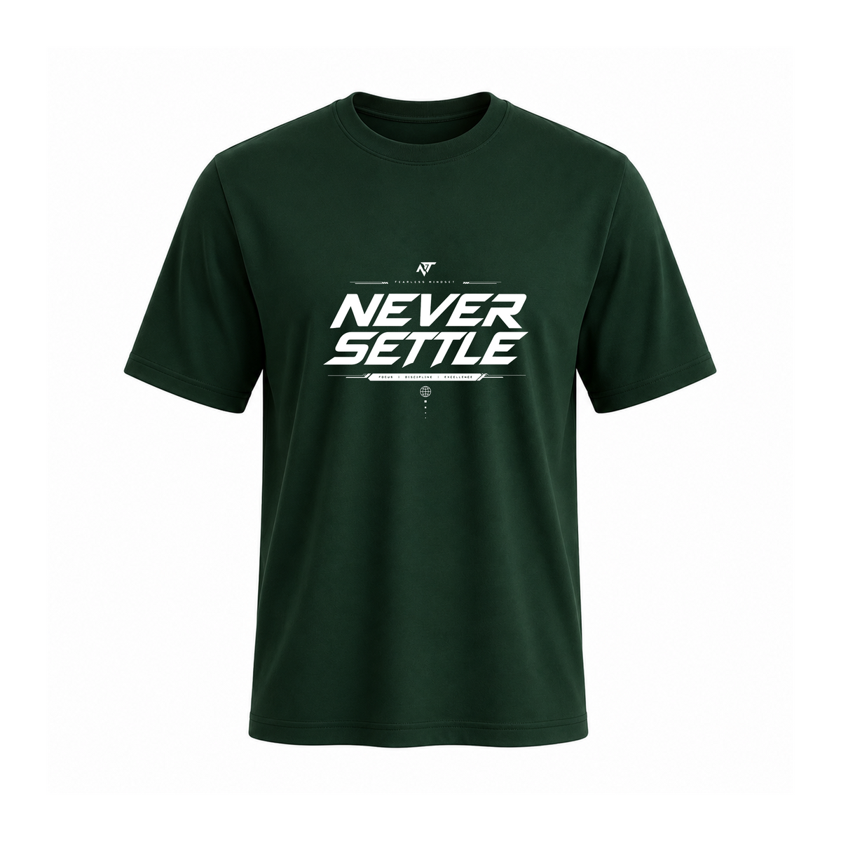 SIIEGE Never Settle Soft Cotton Green T-Shirt For Men
