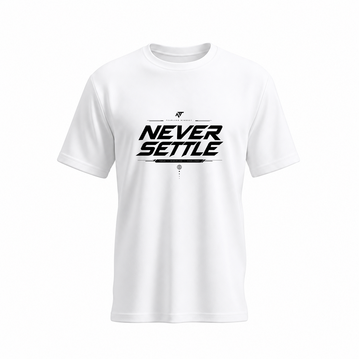 SIIEGE Never Settle Soft Cotton White T-Shirt For Men