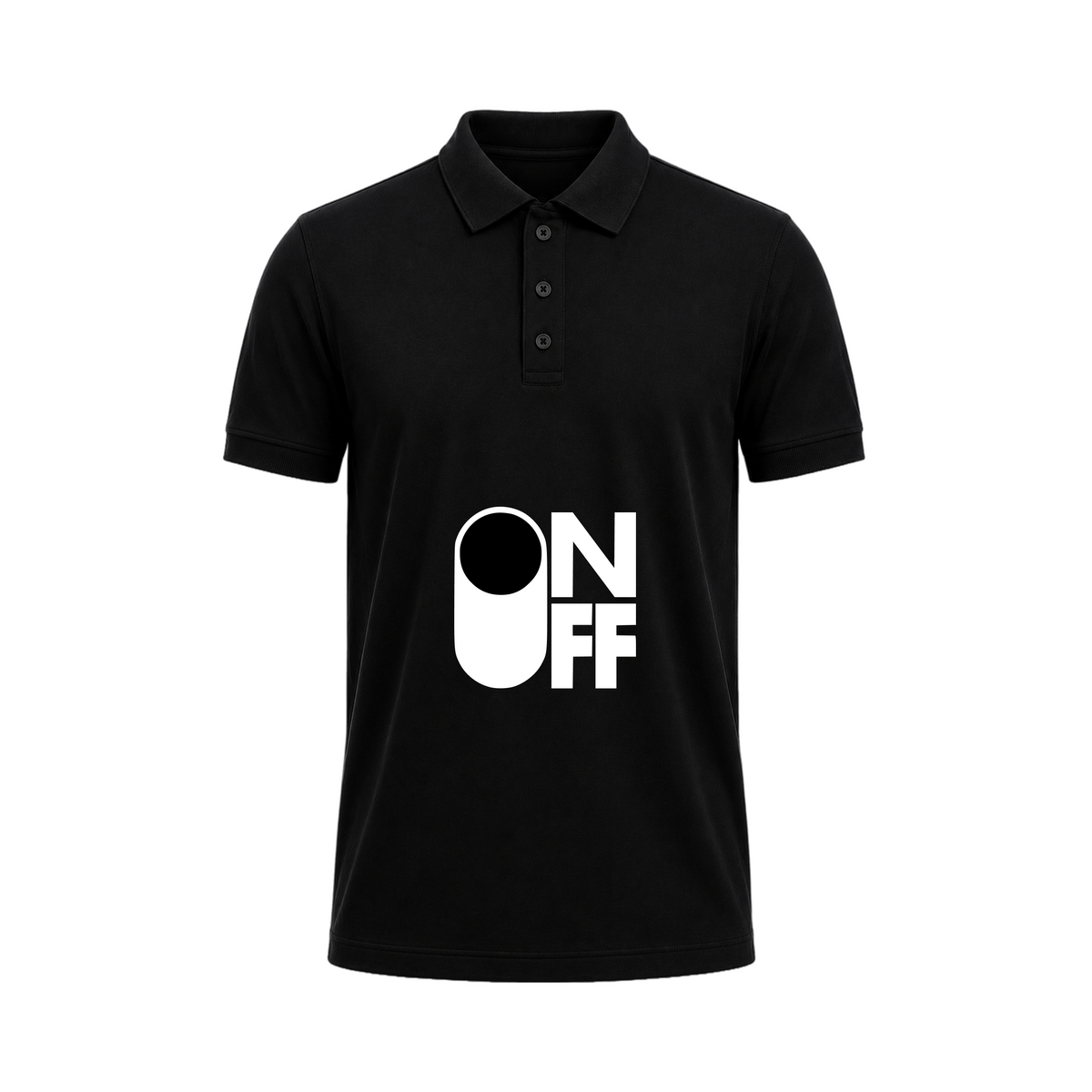 SIIEGE ON OFF Black Polo T-Shirt For Men