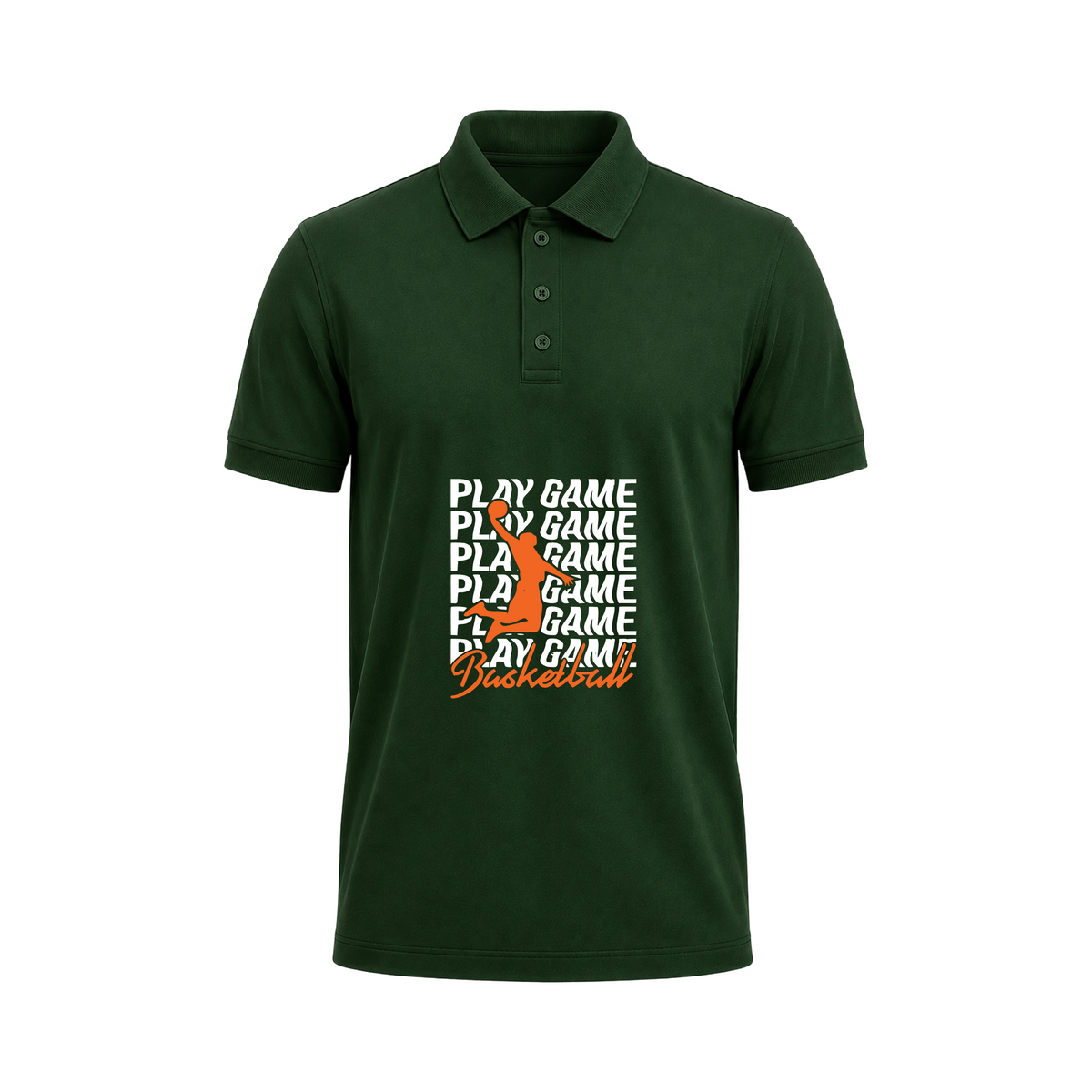 SIIEGE Play Game Basketball Green Polo T-Shirt for Men