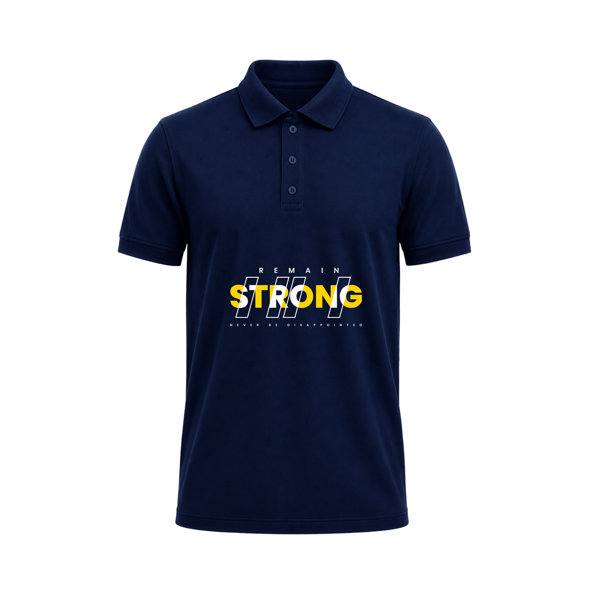 SIIEGE Remain Strong Navy Blue Polo T-Shirt For Men