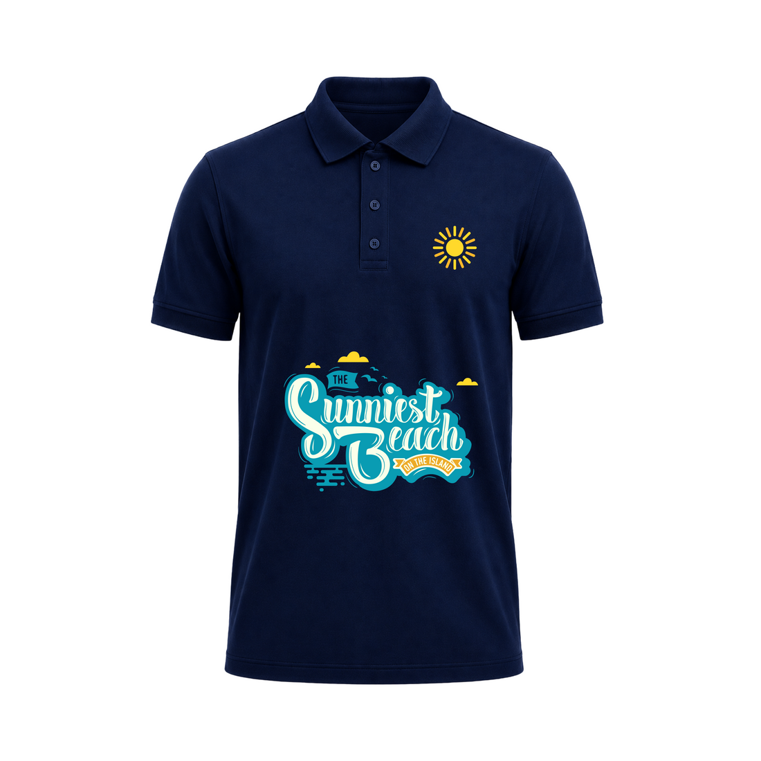 SIIEGE Sunniest Beach Navy Blue Polo T-Shirt For Men