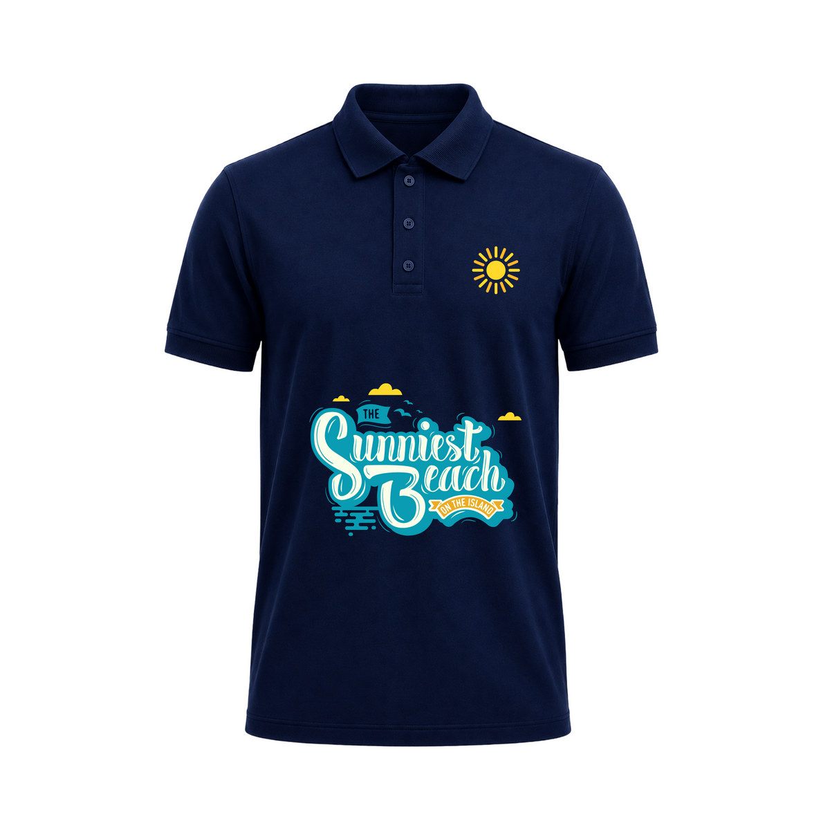 SIIEGE Sunniest Beach Navy Blue Polo T-Shirt For Men