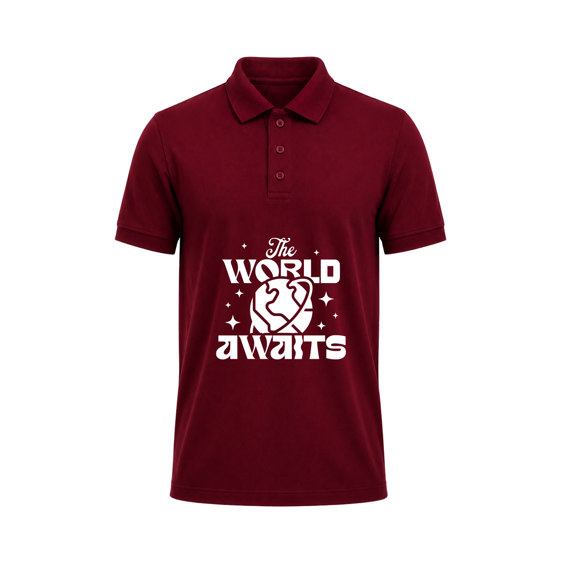 SIIEGE The World Awaits Maroon Polo T-Shirt For Men