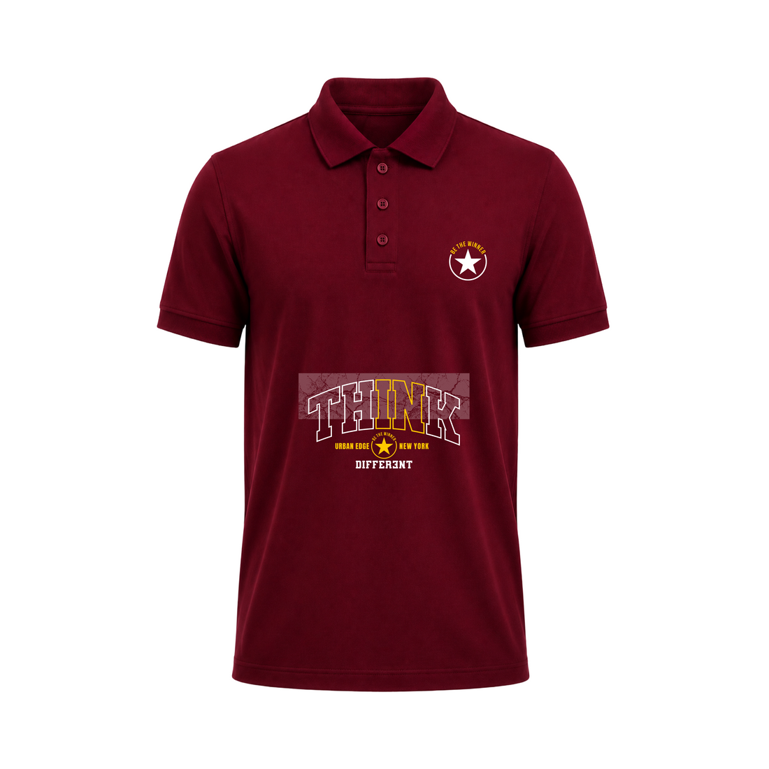 SIIEGE Think Different Maroon Polo T-Shirt For Men