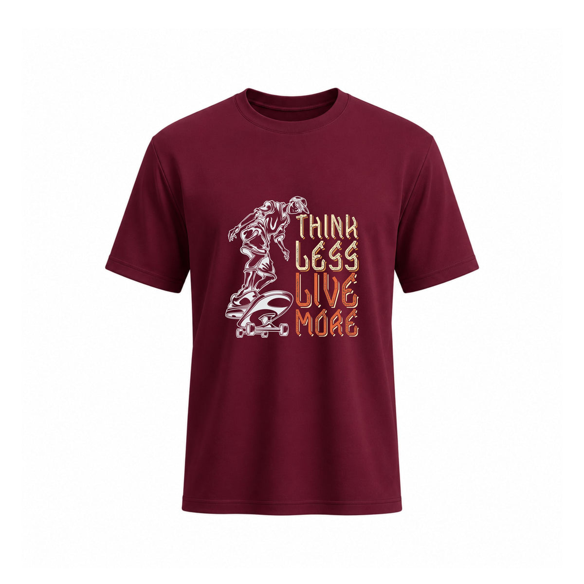 SIIEGE Think Less Live More  Cotton Maroon T-Shirt for Men
