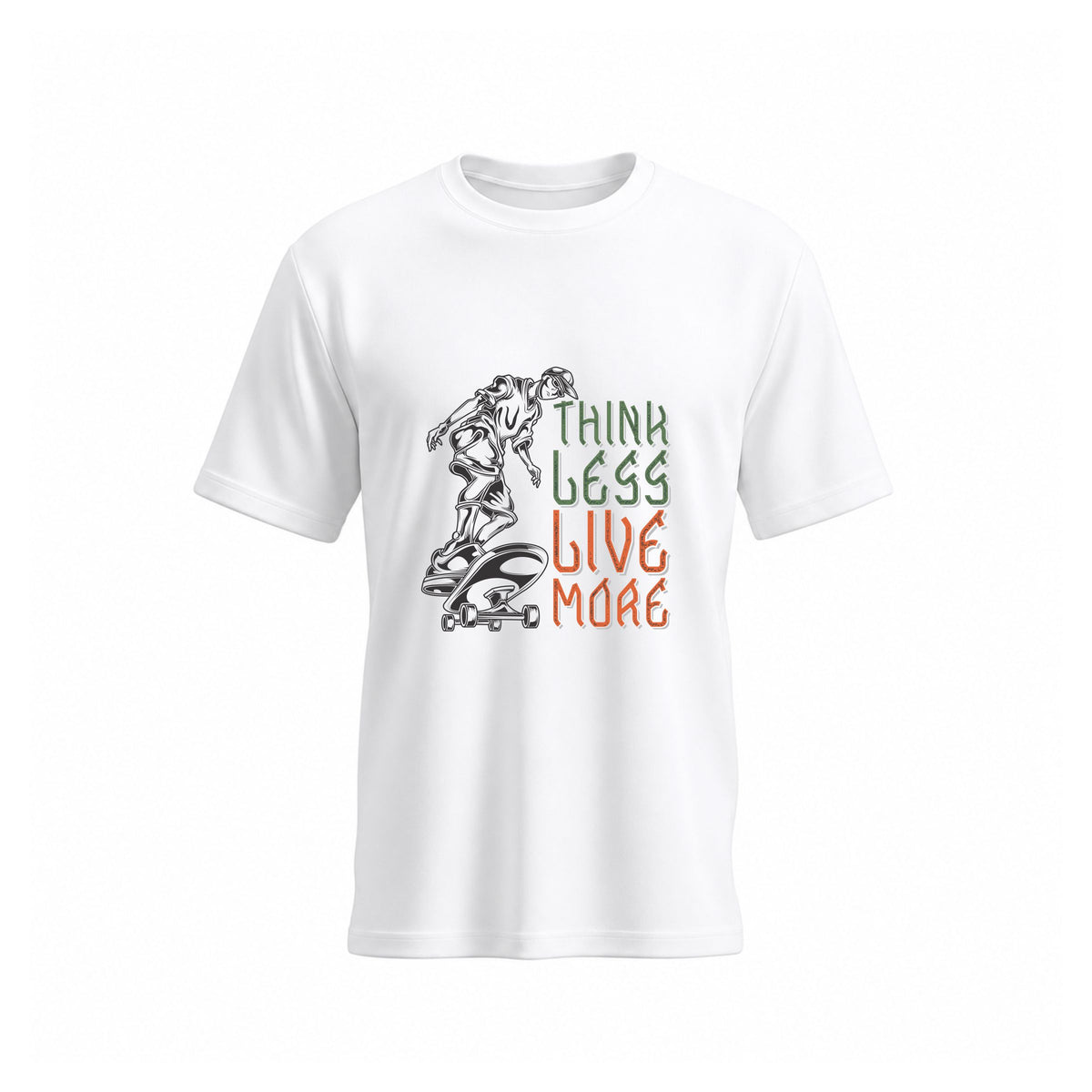 SIIEGE Think Less Live More  Cotton White T-Shirt for Men