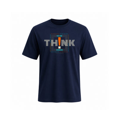 SIIEGE Think Positive Navy blue Cotton T-Shirt For Men