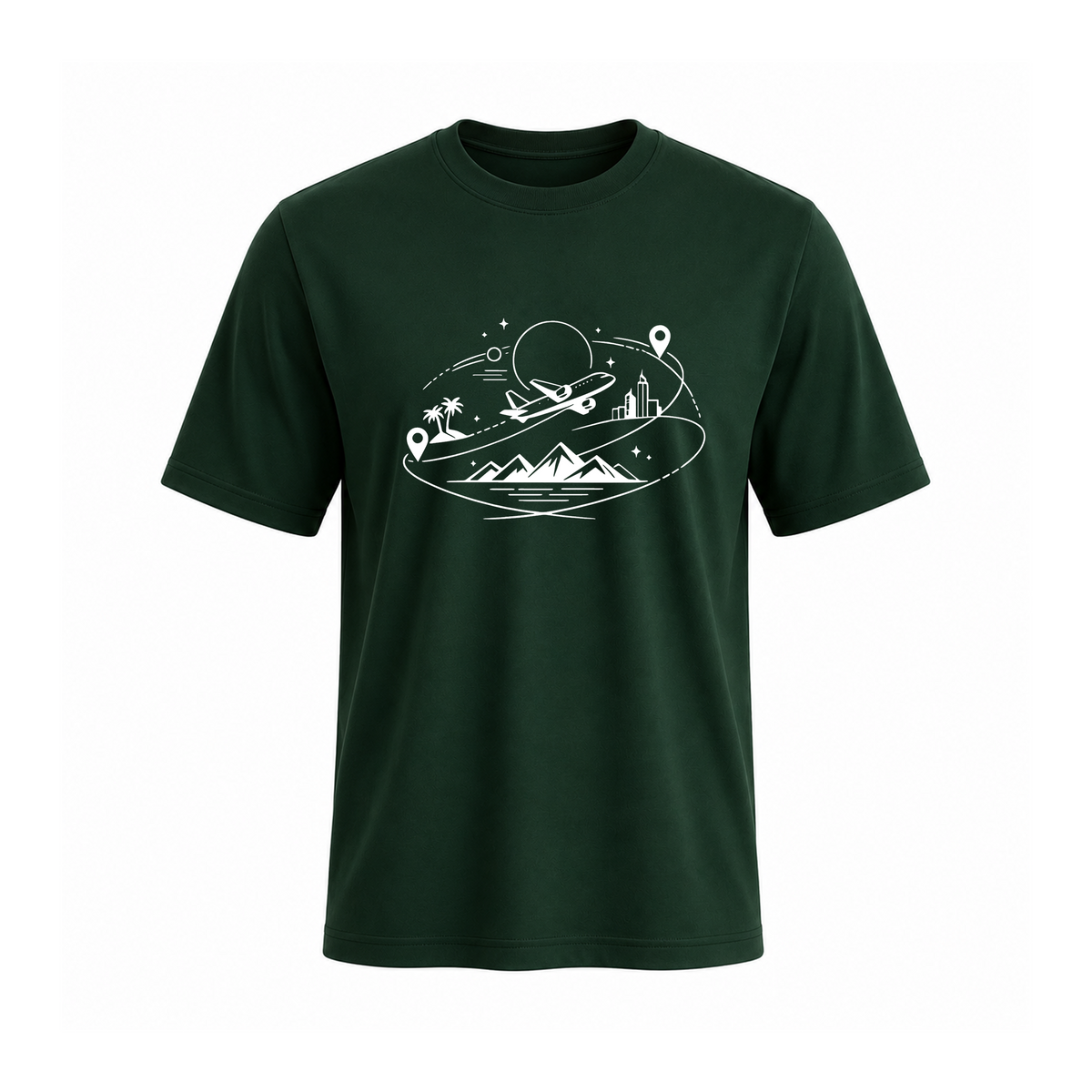 SIIEGE Travel Inspired Soft Cotton Green T-Shirt For Men