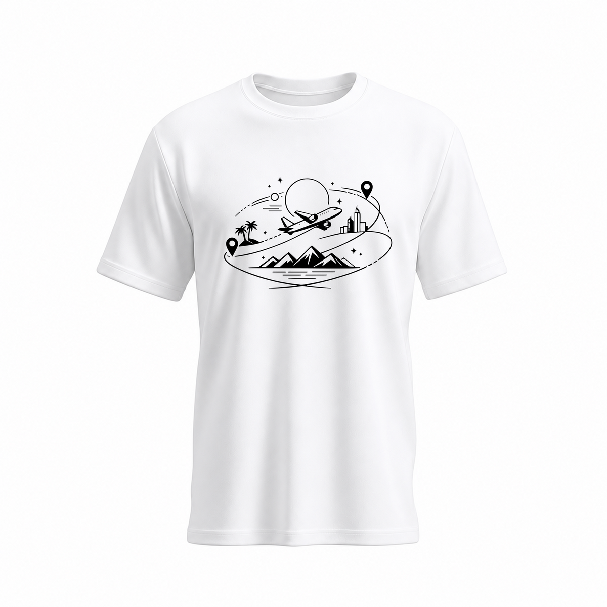 SIIEGE Travel Inspired Soft Cotton White T-Shirt For Men