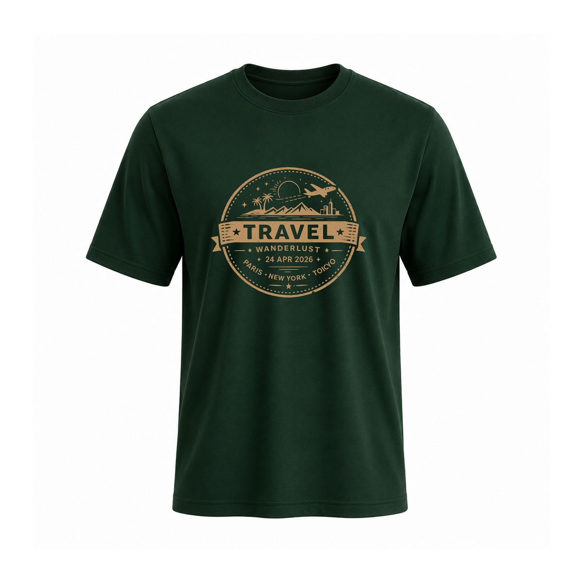 SIIEGE Travel Wanderlust Soft  Cotton Green T-Shirt For Men