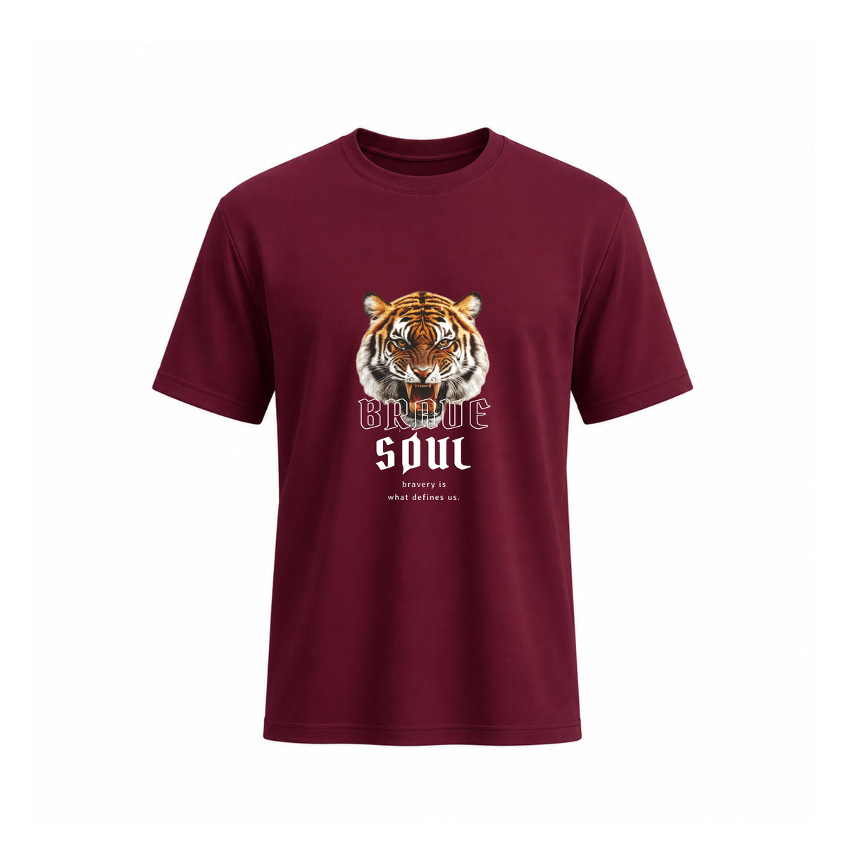 Siiege Brave Soul Tiger Maroon T-Shirt for Men