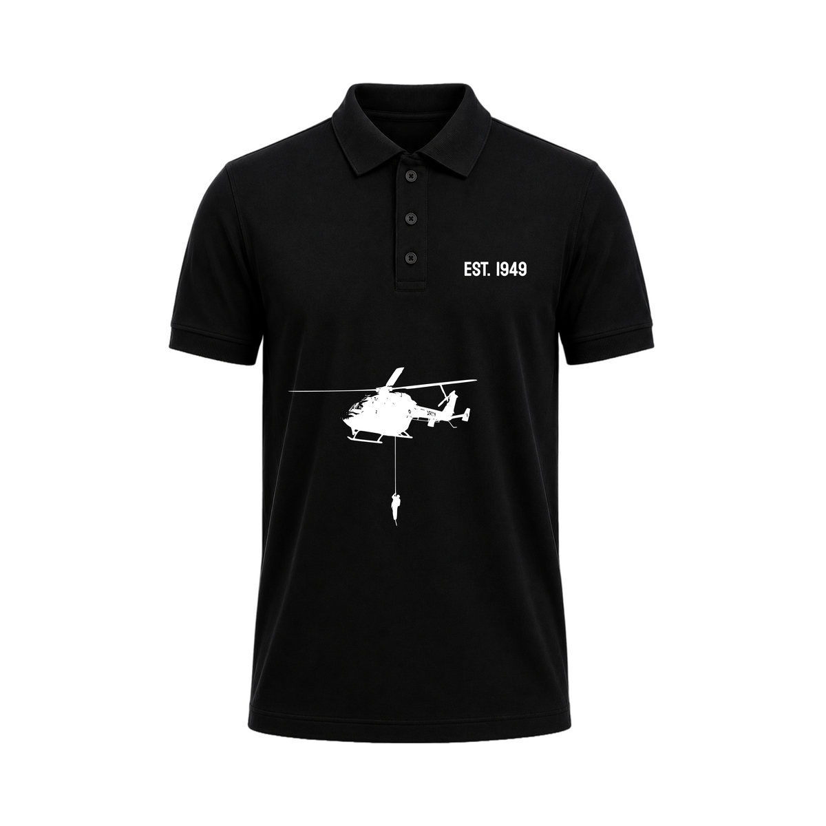 Siiege EST. 1949 Helicopter Black Polo T-Shirt for Men