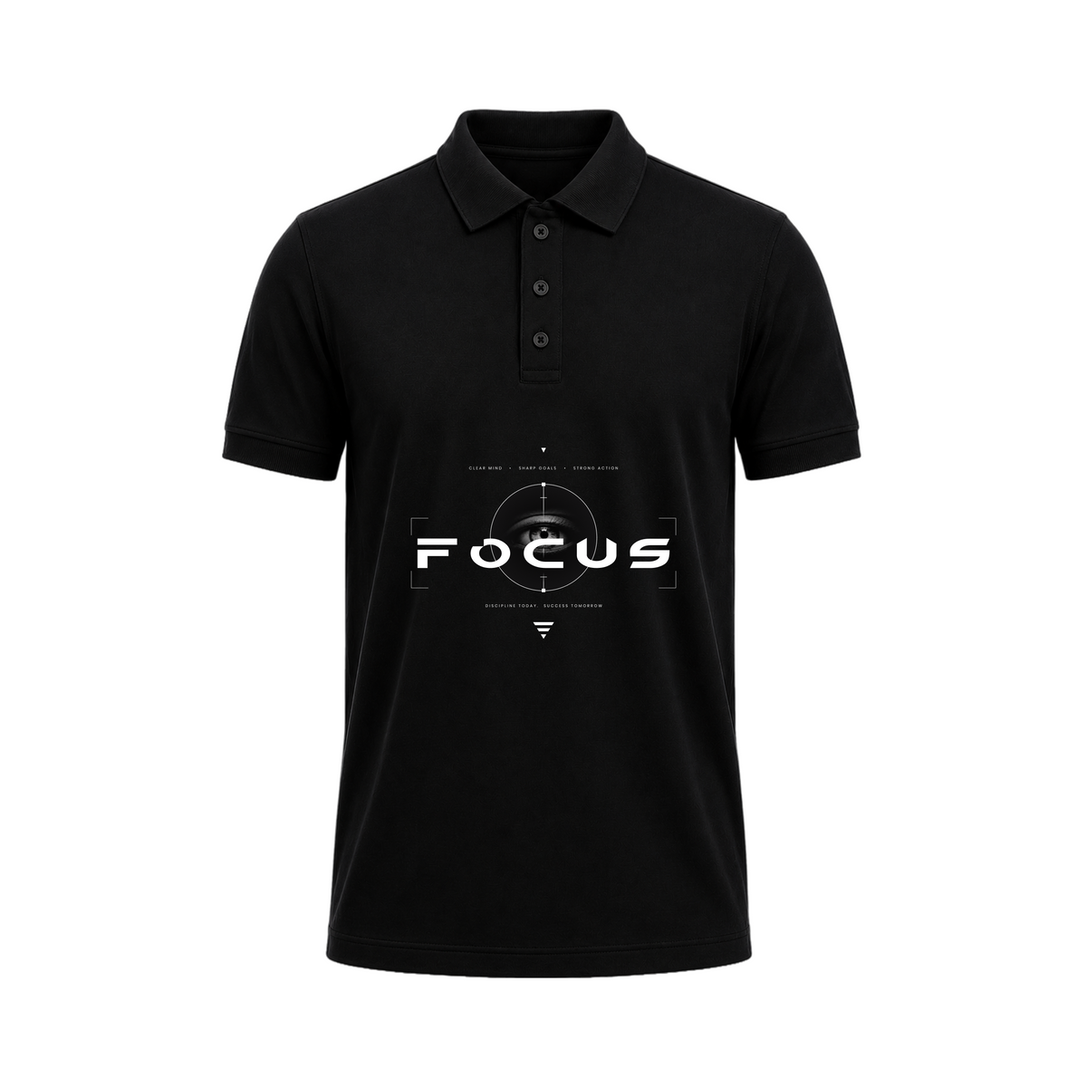 Siiege Focus Cotton Polo Black T-Shirt for Men