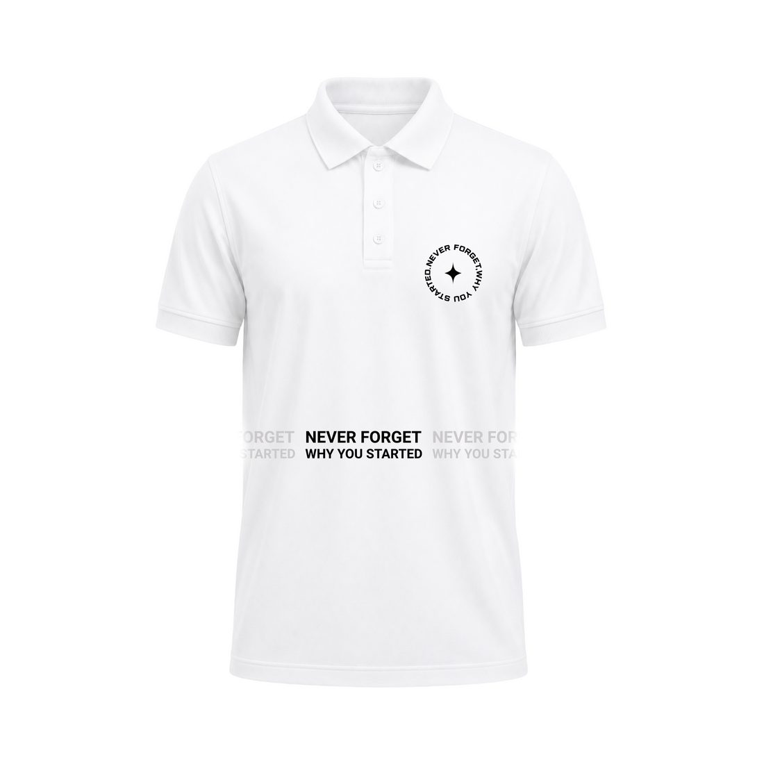 Siiege Motivational Quote Cotton White Polo Tee for Men