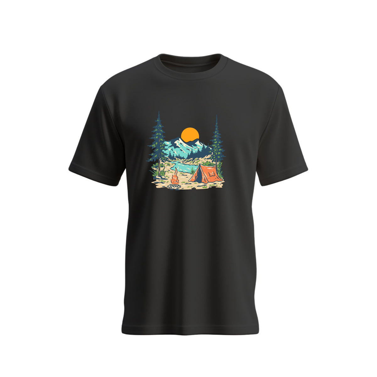 Siiege Mountain Camp Adventure Black T-Shirt for Men