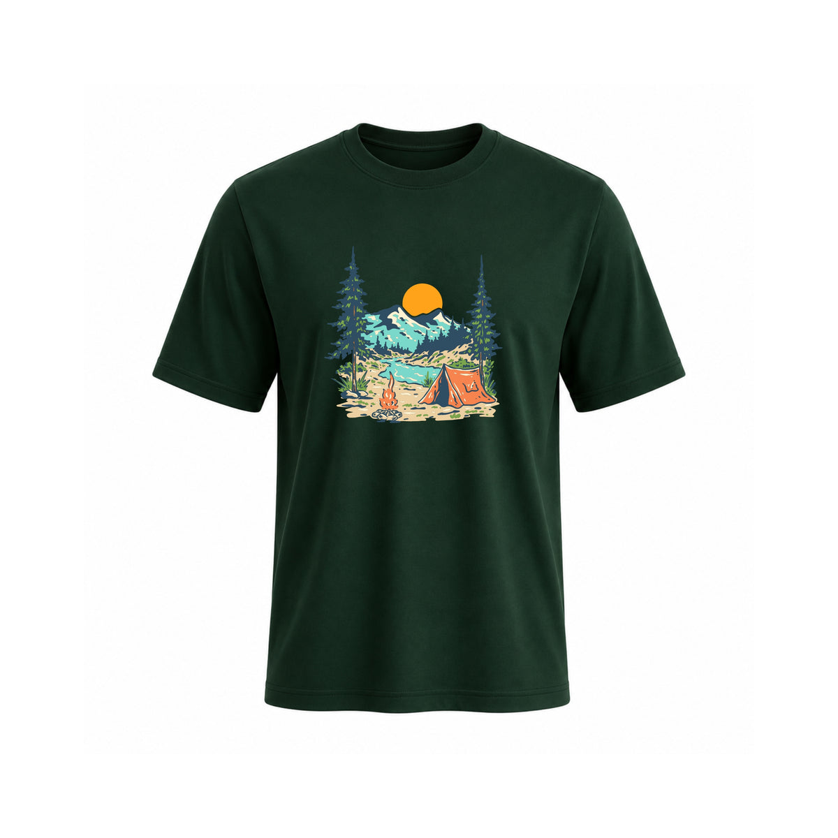 Siiege Mountain Camp Adventure Green T-Shirt for Men