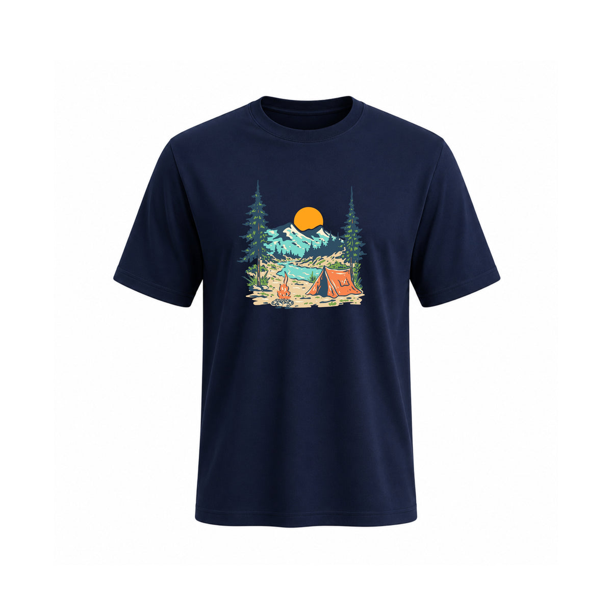 Siiege Mountain Camp Adventure Navy Blue T-Shirt for Men