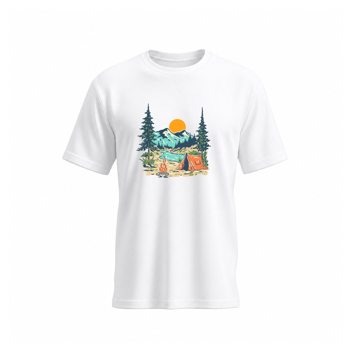 Siiege Mountain Camp Adventure White T-Shirt for Men