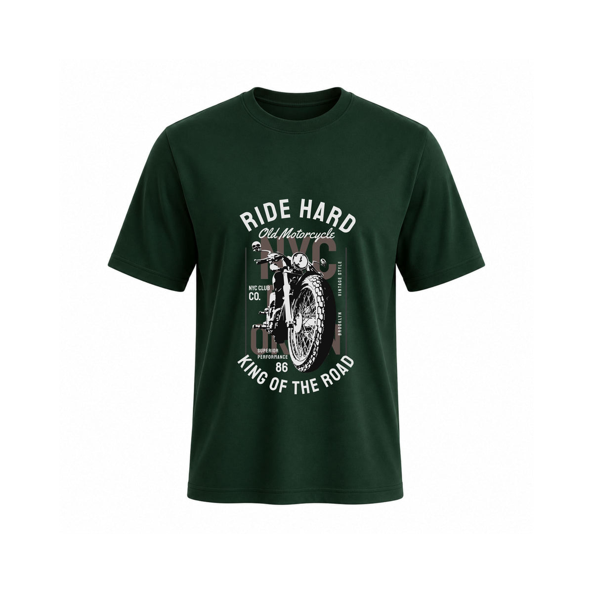Siiege Ride Hard King Of The Road Motorcycle Cotton Green T-Shirt for Men