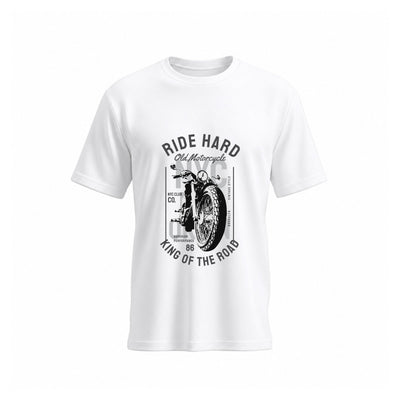 Siiege Ride Hard King Of The Road Motorcycle Cotton White T-Shirt for Men