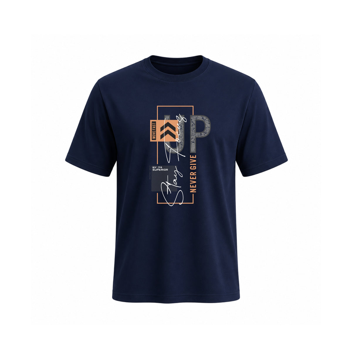 Siiege Stay Up Navy Blue Cotton T-Shirt for Men